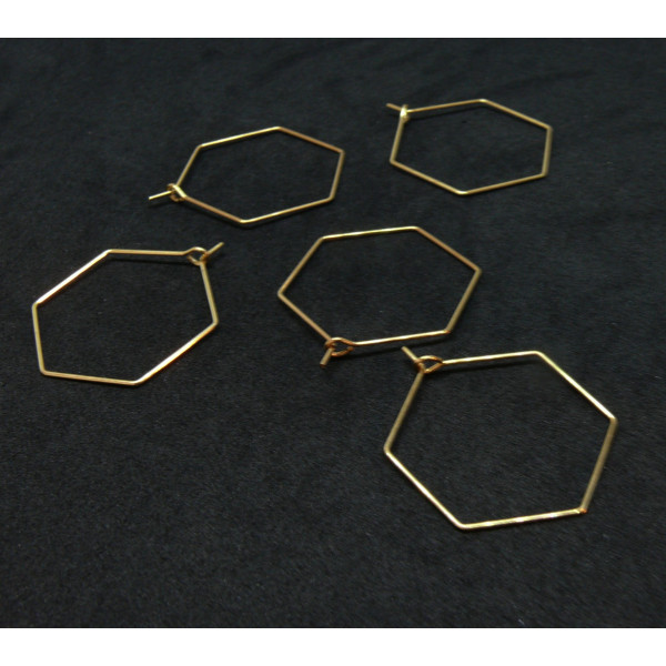 Boucles d’oreilles Créoles Hexagonales 20 mm – Acier Inoxydable 316 Chirurgical – Doré à l’or fin 18K