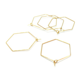 Boucles d’oreilles Créoles Hexagonales 20 mm – Acier Inoxydable 316 Chirurgical – Doré à l’or fin 18K