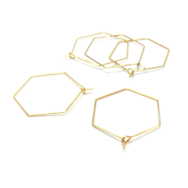 Boucles d’oreilles Créoles Hexagonales 20 mm – Acier Inoxydable 316 Chirurgical – Doré à l’or fin 18K