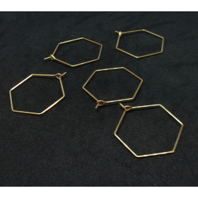 Boucles d’oreilles Créoles Hexagonales 25 mm – Acier Inoxydable 316 Chirurgical – Doré à l’or fin 18K