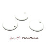 sequins médaillons résine émaillés biface rond 20mm BLANC  Crème