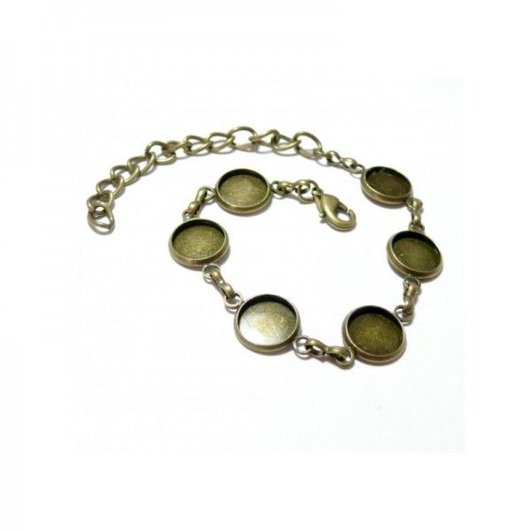 Support bracelet pour cabochon 12mm metal couleur Bronze