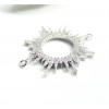 Connecteur Soleil avec Strass 25mm, en Laiton Argenté finition PLATINIUM, Fabrication de bijoux