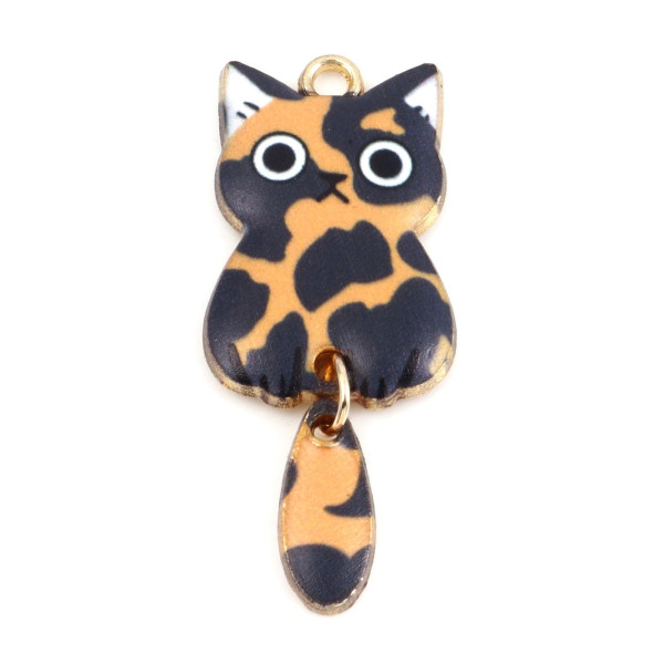 Pendentifs, breloques Chat Emaillé 39 mm, métal Doré