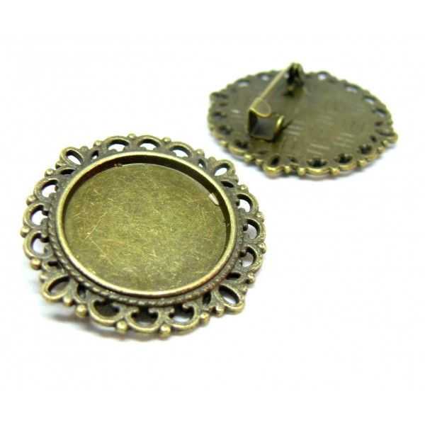 Supports de broche Vintage 20mm, métal couleur Bronze