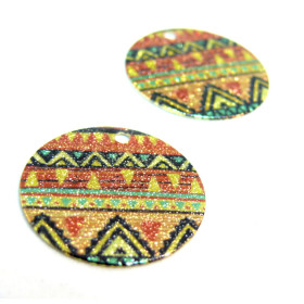 Pendentifs, breloques, stardust Ronde 20mm Géometrique, métal Doré