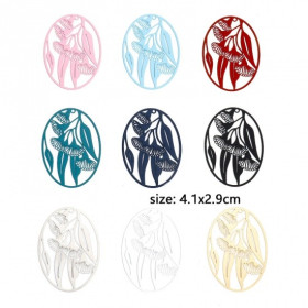 Estampes, Papyrus dans Ovale 41mm, métal finition BLANC