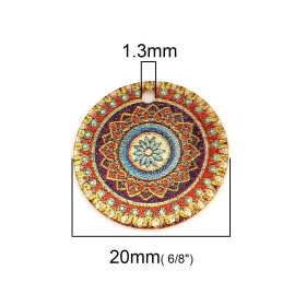 Pendentifs, breloques, stardust Ronde 20mm Géométrique, métal Doré