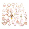 Pendentifs, breloques émaillées forme MIXTE - coloris ROSE Pale - métal Doré