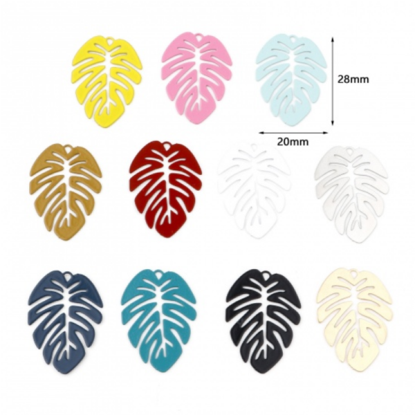Estampes, pendentifs filigrane, Feuille Monstera Exotique 28 par 20mm, coloris Doré
