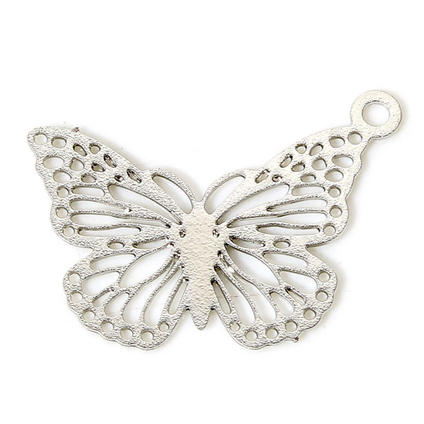Estampes, Pendentifs Papillons 15mm, métal finition Argenté