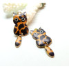 Pendentifs, breloques Chat Emaillé 39 mm, métal Doré