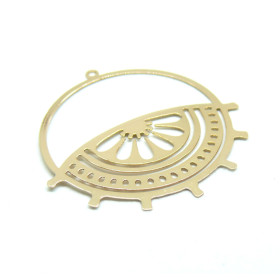 Estampes Pendentifs Fleur dans Cercle 38mm – Métal Doré