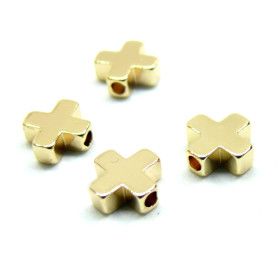 Perles Intercalaires Croix 8mm – Cuivre Finition Doré à l'or fin 18K