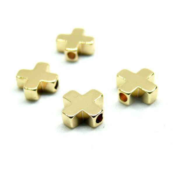 Perles Intercalaires Croix 8mm – Cuivre Finition Doré à l'or fin 18K