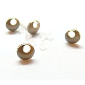 Boucles d'oreille clou, puce Cercle émaillée GRIS 9mm, métal couleur Doré