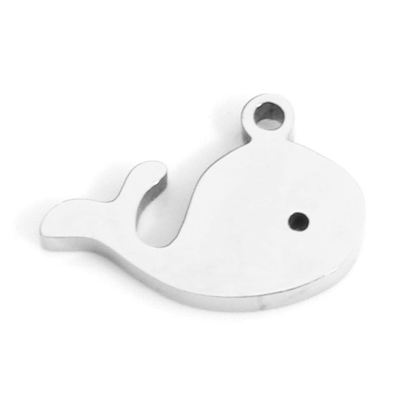 Pendentif Baleine 8 mm en Acier Inoxydable 304 finition Argenté