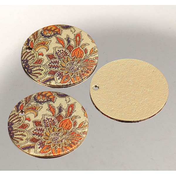 Pendentifs, breloques, Stardust Ronde 20mm Géométrique, métal Doré