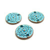 Connecteurs, Médaillon Fleur 11mm, Métal couleur Cuivré Patiné Bleu Turquoise