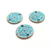 Connecteurs, Médaillon Fleur 11mm, Métal couleur Cuivré Patiné Bleu Turquoise