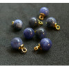 Pendentifs Rond 6 mm, Pierre bleue Veinée, métal finition Doré
