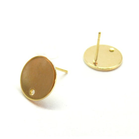 Boucles d'oreilles Puce, Ronde 8mm avec trou, Acier inoxydable 304, finition Doré