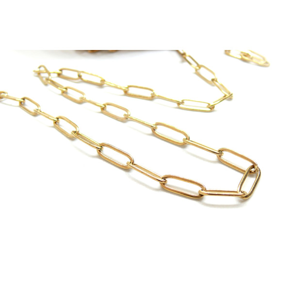 Chaine maille Rectangle 12 par 4mm, Acier Inoxydable 316L, finition Doré à l'or fin 18K