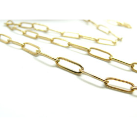 Chaine maille Rectangle 12 par 4mm, Acier Inoxydable 316L, finition Doré à l'or fin 18K