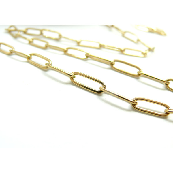 Chaine maille Rectangle 12 par 4mm, Acier Inoxydable 316L, finition Doré à l'or fin 18K