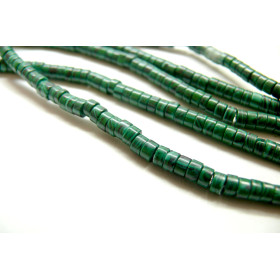 Perles RONDELLES, Heishi  4 par 2mm, Howlite Vert foncé effet marbre