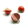 Pendentif, breloque Fruit, Grenage Émaillé 11 mm, métal Doré