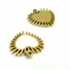 Pendentif Coeur Emaillé ROSE 13 mm, Acier Inoxydable 304, Doré à l'or fin 14K, pour création bijoux