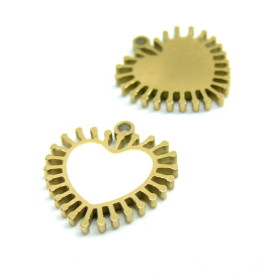 Pendentif Coeur Emaillé BLANC 15 mm, Acier Inoxydable 316L, Doré à l'or fin 18K, IONIQUE