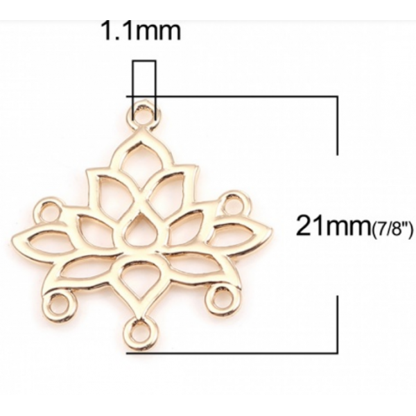Multi Connecteurs, Chandeliers, Forme Fleurs de Lotus 21mm, métal DORE