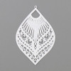 Estampes, pendentif filigrane,, forme Marquise, Grand Eventail 59 mm, Coloris Blanc