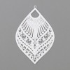 Estampes, pendentif filigrane,, forme Marquise, Grand Eventail 59 mm, Coloris Blanc