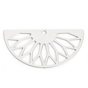 Pendentifs, Estampes Eventail, Art Deco 30mm, Acier Inoxydable 304 finition Argenté