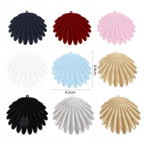 Estampes, Pendentifs Eventail, Plumes 44mm, métal finition ROSE