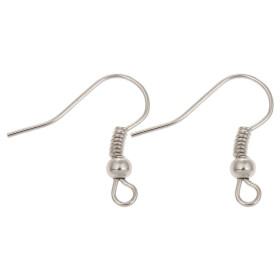 Crochets Boucles d'Oreille Hameçon et Boule 19mm – Métal Argent Platine