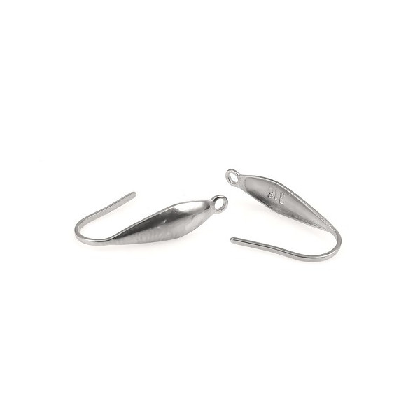 Boucles d'oreille, Crochets Epais 20mm, Acier Inoxydable 316 Chirurgical finition Argent