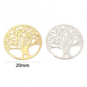 Estampes, Connecteurs Arbre dans Cercle 20mm métal finition DORE