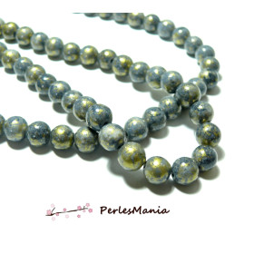 Perles Jade Mashan Rondes 6mm – Gris mordoré