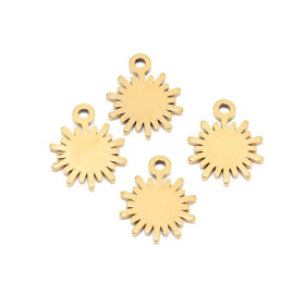 Pendentifs Mini Soleil 10mm, Acier Inoxydable 304, finition DORE