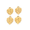 Pendentifs Mini Feuille Monsterra 10mm, Acier Inoxydable 304, finition DORE REF3