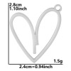 Pendentifs Coeur 24mm, Acier Inoxydable 304, Placage IONIQUE ARGENT