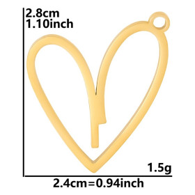 Pendentif Coeur 24mm, Acier Inoxydable 304, Placage IONIQUE DORE