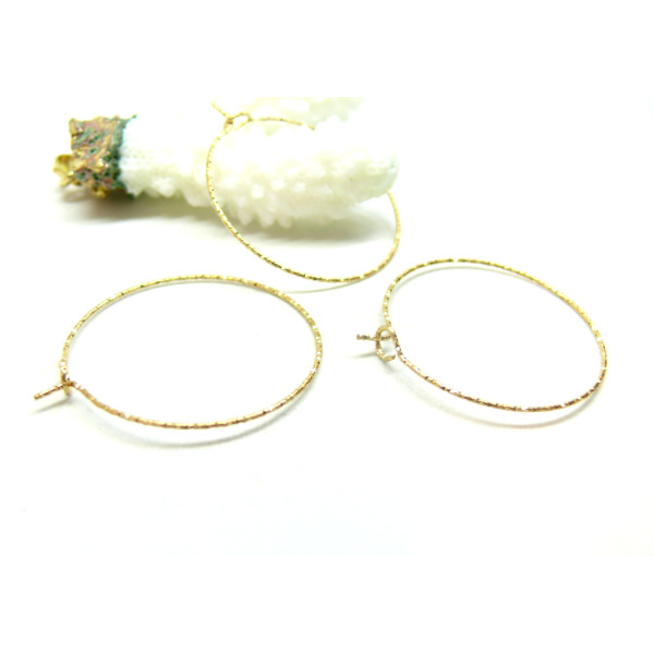 Boucles d'oreilles, Créoles Tige martelées 20mm, Acier Inoxydable 316, placage Doré IONIQUE