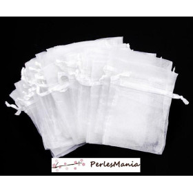 Pochettes Organza Blanc 7 par 9 cm pour bijoux, dragés