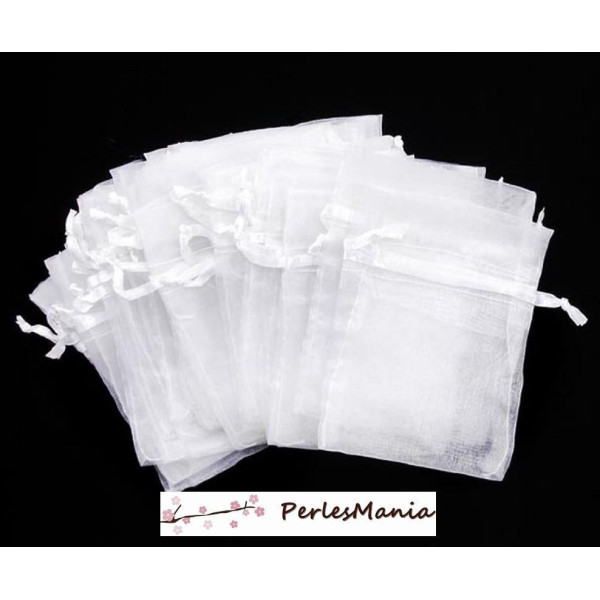 Pochettes Organza Blanc 7 par 9 cm pour bijoux, dragés
