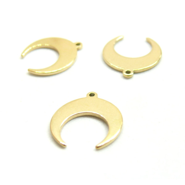 Pendentifs Lune , croissant, Corne 16mm, Acier Inoxydable 304, finition Doré Placage IONIQUE
